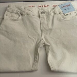 New! Cat and Jack white jeans wide leg crop with adjustable waist stretch